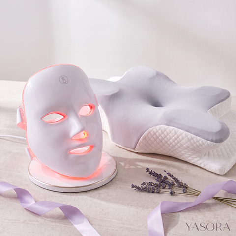 Yasora Morgenroutine-Set – Luna Rotlichtmaske und Traumschläferkissen 2.0